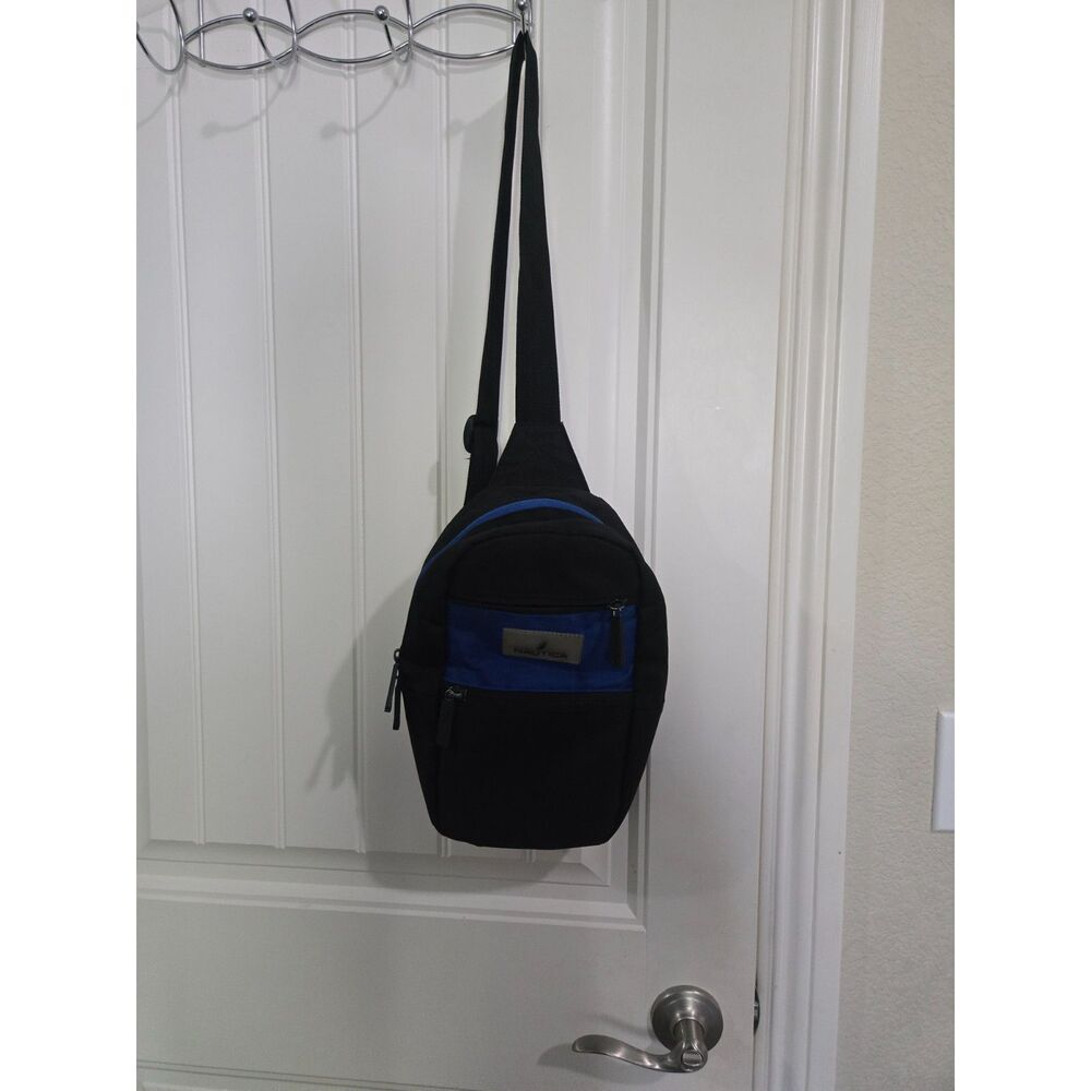 Nautica Sling Backpack Black Blue Crossbody Shoulder Bag Adjustable Strap